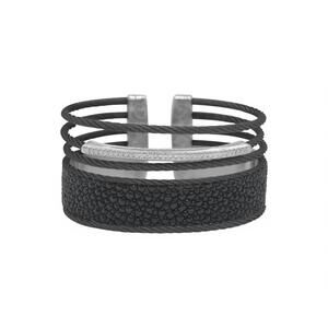 NEW ALOR women's multi strand cuff bangle in black